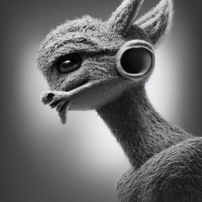 Image similar to cinematic portrait of a cute dik dik monster, chalk, masterpiece, trending on artstation, featured on pixiv, cinematic composition, dramatic pose, beautiful lighting, sharp details, hyper-detailed, HD, HDR, 4K, 8K, art by Basil Gogos