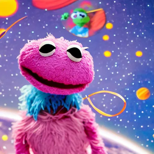 Prompt: Liminal space in outer space, muppet