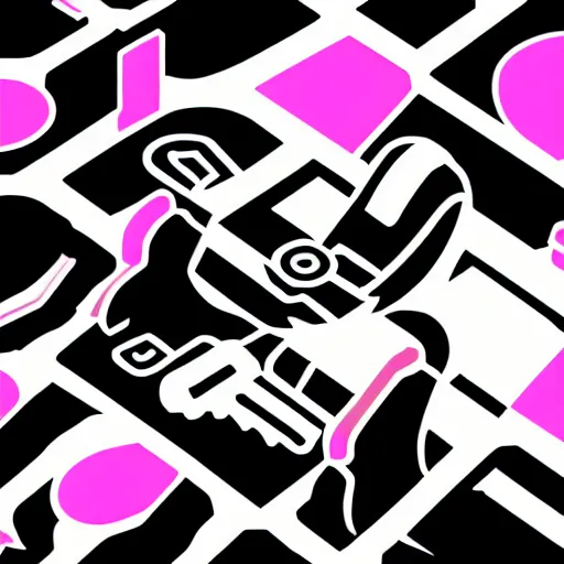 Image similar to a vector logo of a robotic process company, pink white and black colors