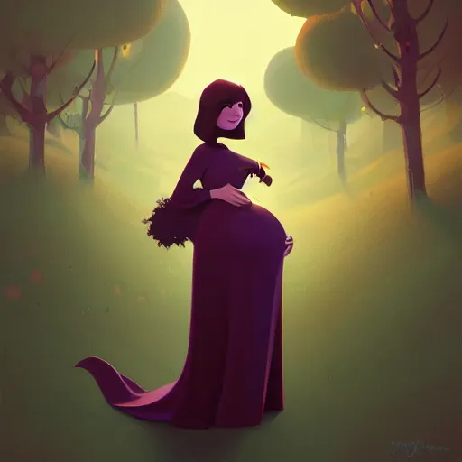 Prompt: portrait of a pregnant witch lady, in the style of pixar, by goro fujita, by atey ghailan, digital art