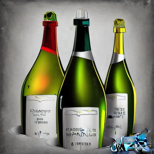 Image similar to portrait of a corvette champagne bottle hybrid, digital art