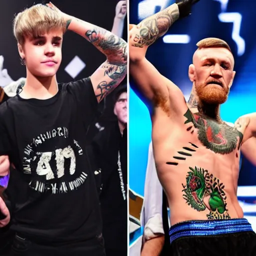 Image similar to justin bieber vs conor mcgregor