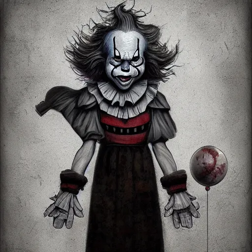 Image similar to surrealism grunge cartoon portrait sketch of Pennywise, by michael karcz, loony toons style, freddy krueger style, horror theme, detailed, elegant, intricate