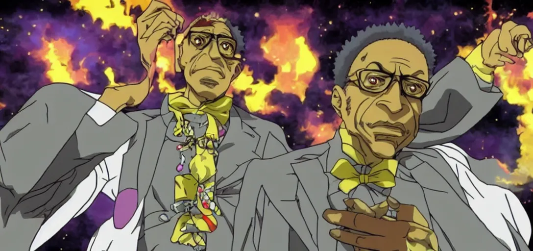 Prompt: Gustavo Fring in Jojo's Bizarre Adventure, anime screenshot, clean