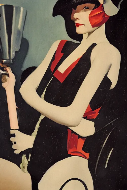 Image similar to a oil painting depicting a Jazz Age high society figure, 1920s style, smooth, highly detailed, high contrast, Coles Phillips, Dean Cornwell, JC Leyendecker, 8K