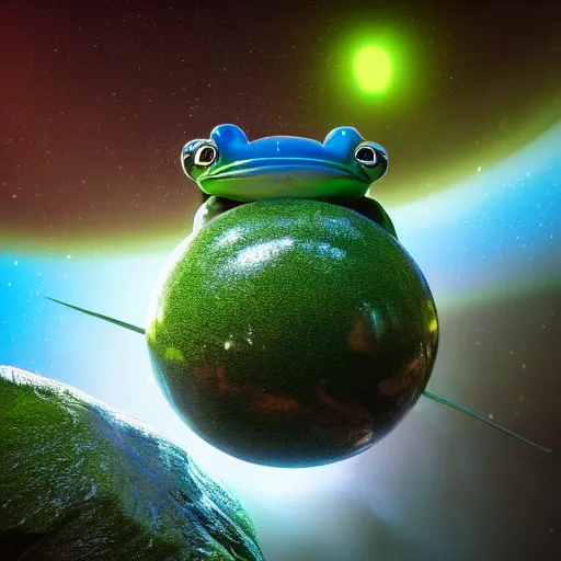 Prompt: a frog with muscles lifting planet earth over its head, octane render, cinematic rendering, dramatic lightning, visual effects, impressive, colorful, 8 k