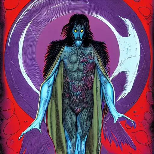 Prompt: highly detailed surreal art of morbius in the style of moebius