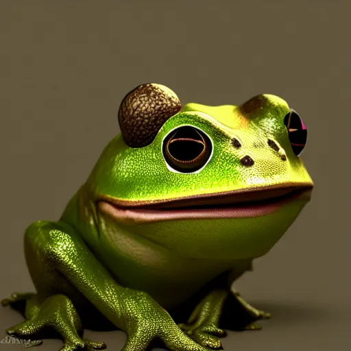 Image similar to photorealistic digital art of an anthropomorphic frog with a mustache, beeple, very detailed, 8 k render, depth of field