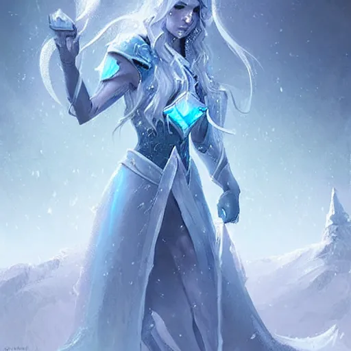 Image similar to ice queen, ice throne, epic fantasy style, in the style of Greg Rutkowski, hearthstone artwork