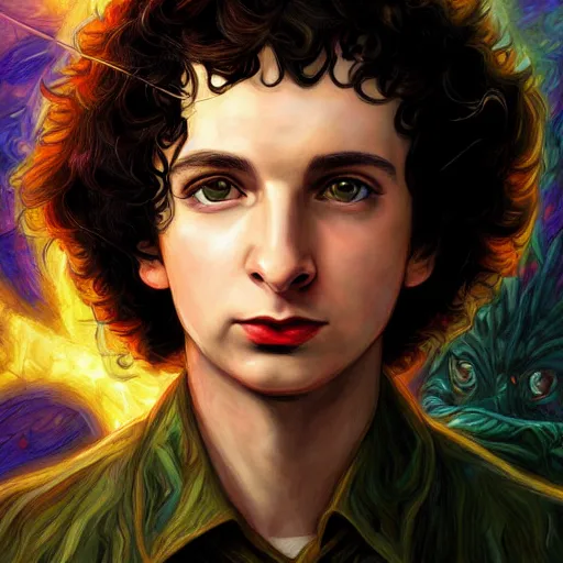 Image similar to A fantasy comic book style portrait painting of Finn Wolfhard, Stranger Things universe, real, refined, detailed digital art, Josephine wall, oil painting, William-Adolphe Bouguereau, Art Frahm, Esao Andrews, Steampunk, Walt Disney (1937) ), Highly Detailed, Cinematic Lighting, Unreal Engine, 8k, HD