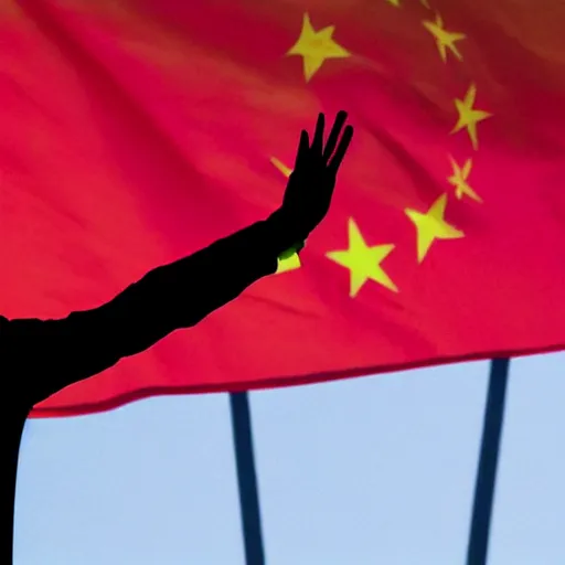 Image similar to roger waters sieg heil to chinese national flag