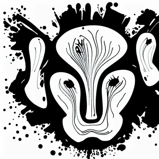 Prompt: inkblot. vector art, black on white.