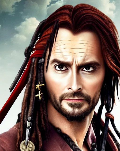 Prompt: David Tennant in a role of Captain Jack Sparrow