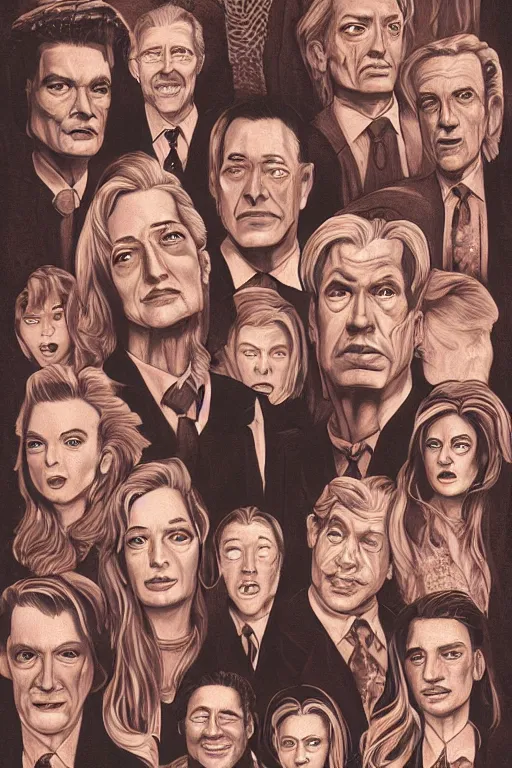 Prompt: Twin Peaks artwork by Corey Brickley