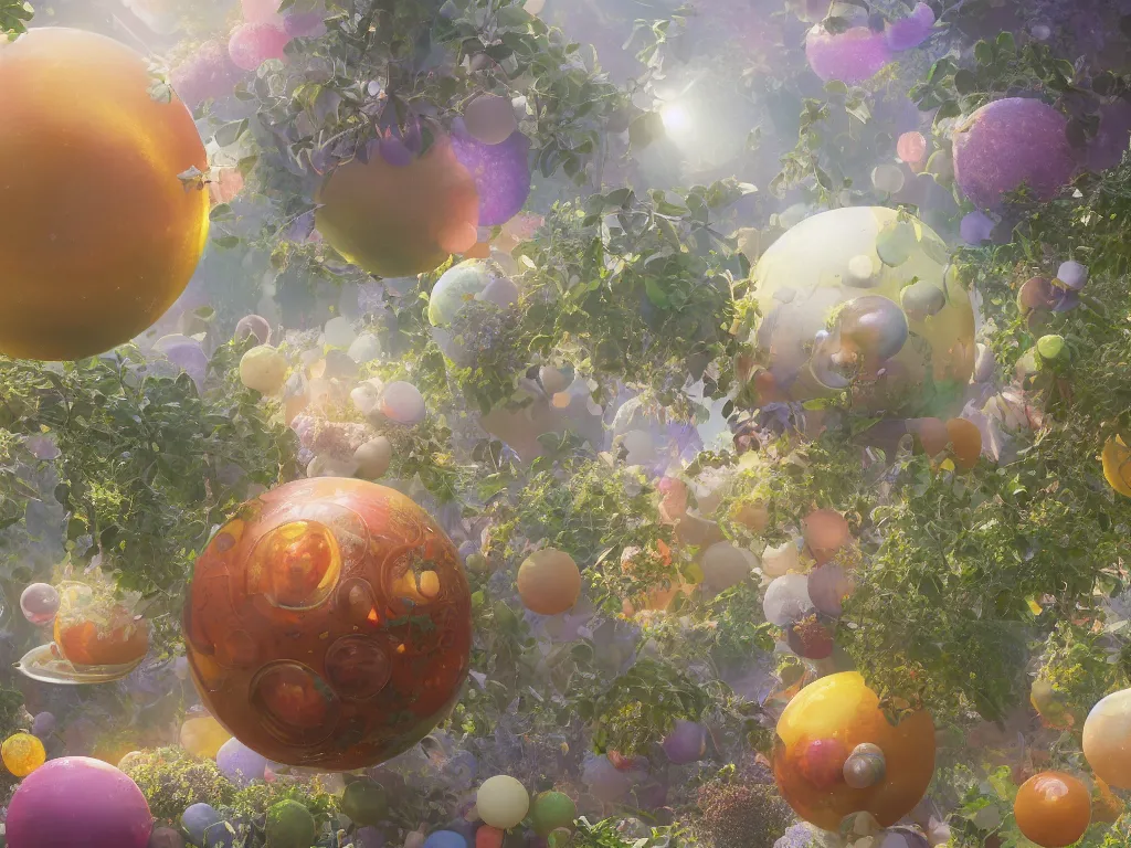 Image similar to 3 d render, sunlight study, the universe is a spheroid region 7 0 5 meters in diameter, art nouveau, by rachel ruysch and ( ( ( ( ( lisa frank ) ) ) ) ), 8 k, sharp focus, octane render