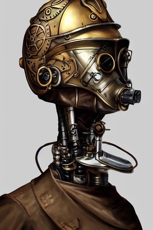 Image similar to steampunk helmet fantasy art mask robot ninja stylized digital illustration sharp focus, elegant intricate digital painting artstation concept art global illumination ray tracing advanced technology chaykin howard and campionpascale and cooke darwyn and davis jack