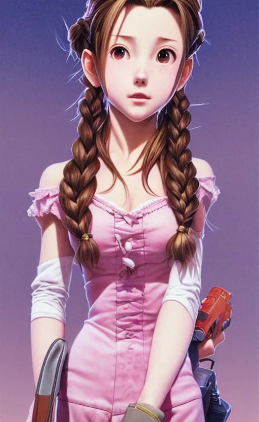 Image similar to aerith gainsborough as a character in the movie fargo. beautiful shadowing, 3 d shadowing, reflective surfaces, illustrated completely, 8 k beautifully detailed pencil illustration, extremely hyper - detailed pencil illustration, intricate, epic composition, very very kawaii, masterpiece, bold complimentary colors. stunning masterfully illustrated by artgerm and range murata.