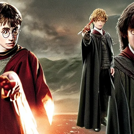 Image similar to harry potter bringing the one ring to mordor