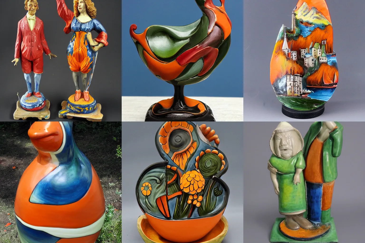 Prompt: netherland painted ceramic sculpture
