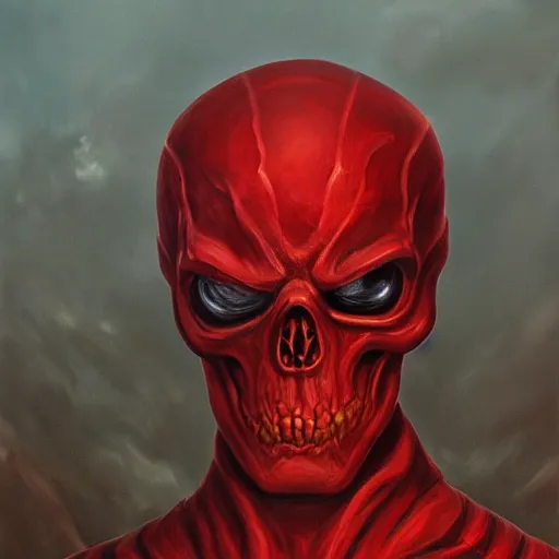 Image similar to Red Skull, elden ring boss, matte painting, detailed, elden ring, oil on canvas