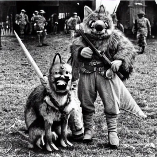 Prompt: a photograph of furries in wwii