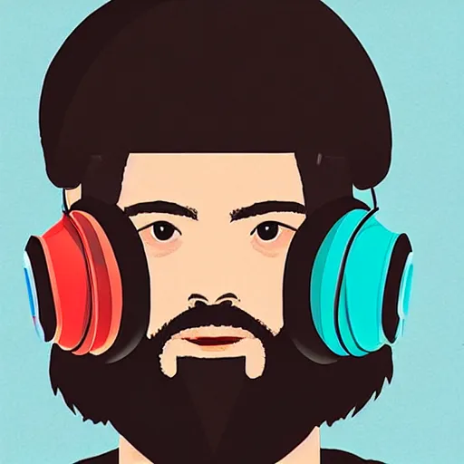 Prompt: streamer on twitch, stubble beard, ginger, stubbles, red headphones, in the style of tatsuro kiuchi, art