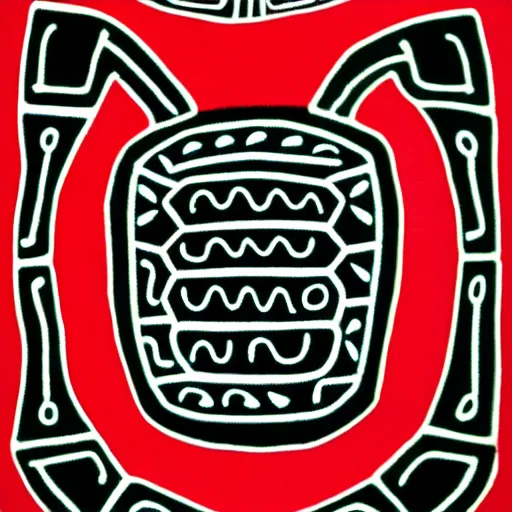 Image similar to turtle. pacific northwest coast, haida gwaii, formline, native art, tribal art, haida, clean, black, white, red, teal