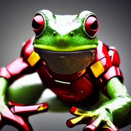 Image similar to frog with iron man armour 4 k photography