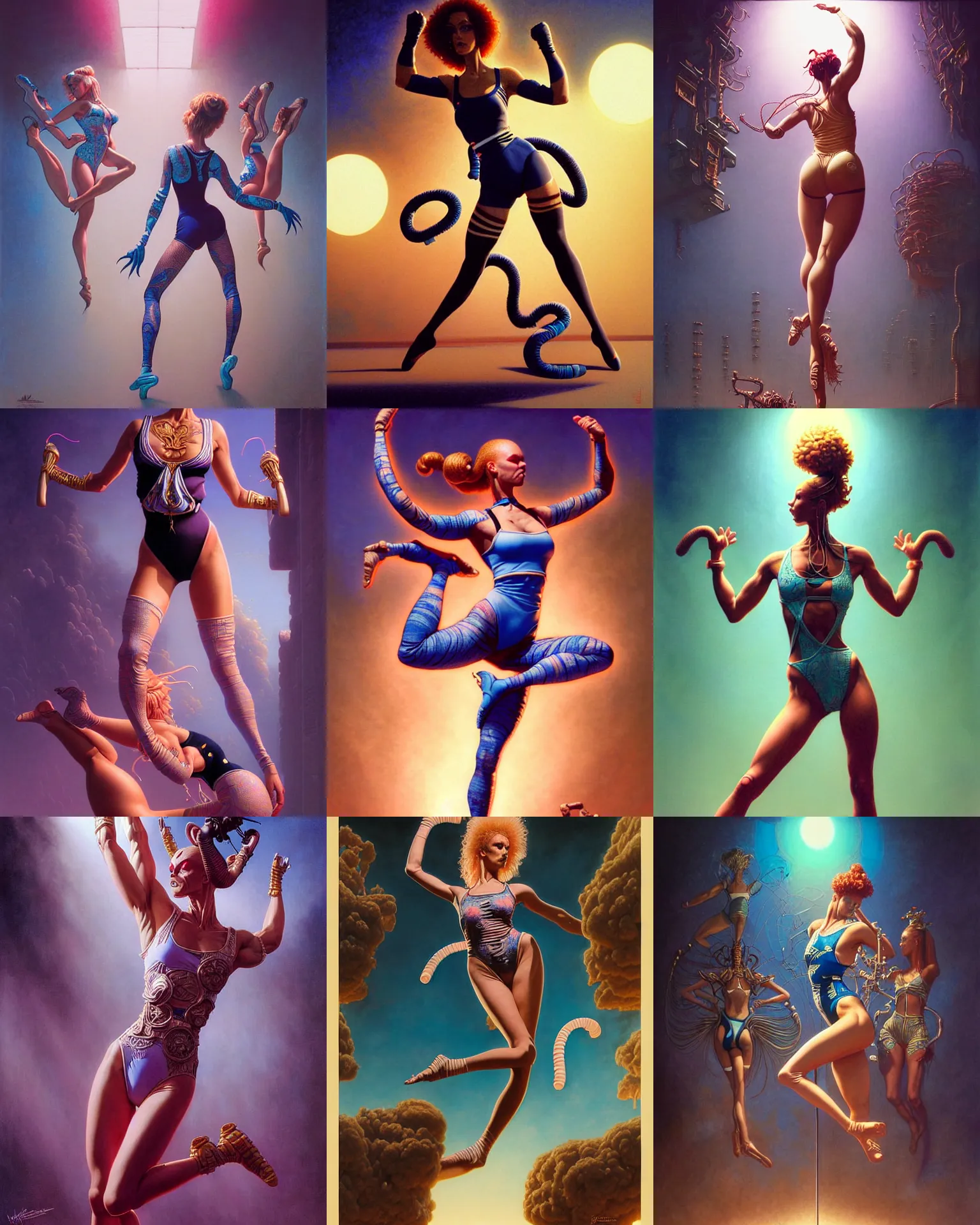 Prompt: leotard, bikini, thigh high socks, eighties aerobics outfit, dramatic lighting, ultra realistic, intricate details, the fifth element artifacts, highly detailed by peter mohrbacher, allen williams, hajime sorayama, wayne barlowe, boris vallejo, aaron horkey, gaston bussiere,