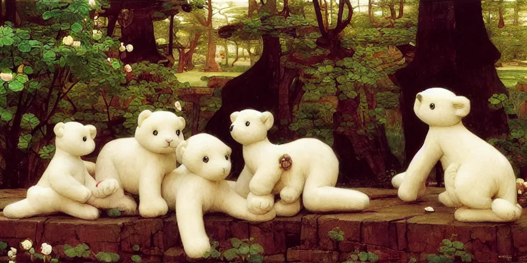 Image similar to 3 d precious moments plush animal, precious moments, master painter and art style of john william waterhouse and caspar david friedrich and philipp otto runge