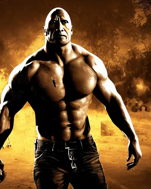 Image similar to dwayne johnson as the charger in the game left 4 dead. xbox 3 6 0 graphics