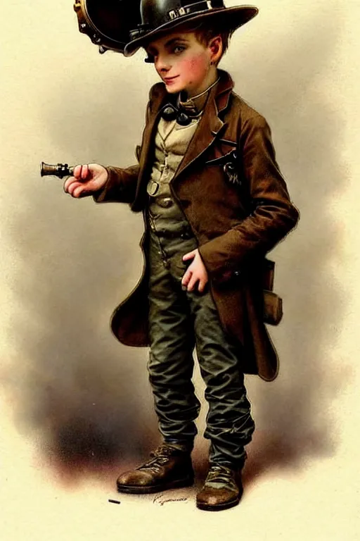 Prompt: ( ( ( ( ( 2 0 5 0 s retro future 1 0 year boy old super scientest in steampunk mechanics costume full portrait. muted colors. ) ) ) ) ) by jean - baptiste monge!!!!!!!!!!!!!!!!!!!!!!!!!!!!!!