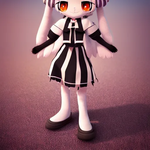 Prompt: cute fumo plush of a girl in a zebra uniform, monster girl, anime, stylized pbr, vray