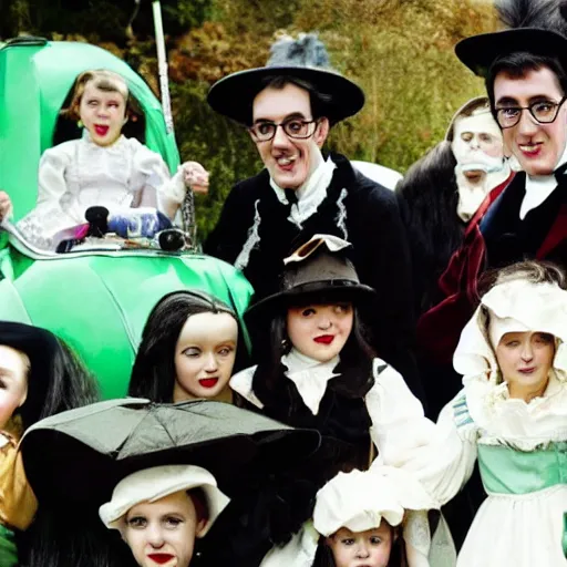 Prompt: a photo of the childcatcher, chitty chitty bang bang, ( ( ( ( jacob rees - mogg ) ) ) ), lollipops