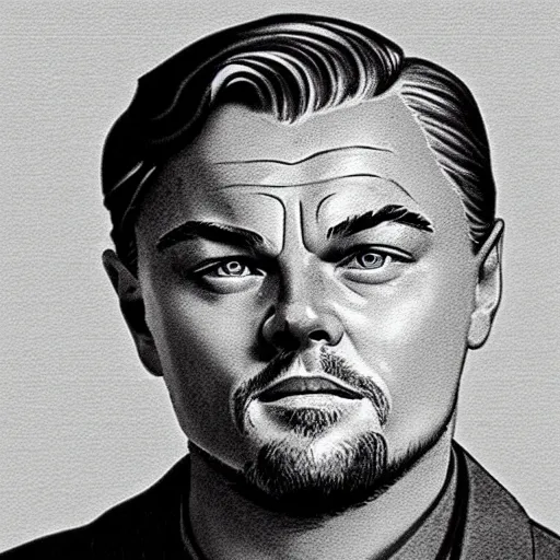 Image similar to representation of a Leonardo DiCaprio in the year 1940 illustrated by Hugh Joseph Ward