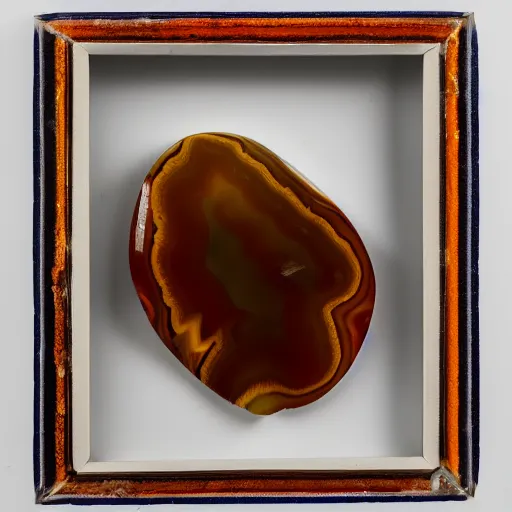 Image similar to a studio portrait of banded agates with the letter in the banding white background