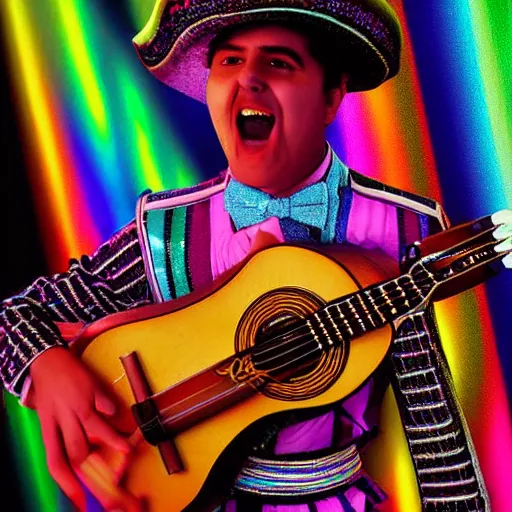 Prompt: RGB mariachi singer, photograph