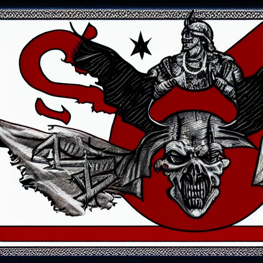 Prompt: Satanic States of America, alternate history, flag, Satanic USA flag