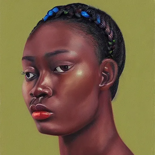 Image similar to “sango God of thunder plaited hair beads cowry Nigerian lightning facial details proportionate dark skinned symmetrical digital art oil painting Edward hooper”