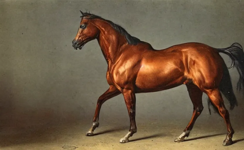 Image similar to horse with muscles, strong, flex, cool, 1 8 5 0 s