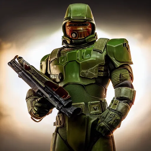 Image similar to Alan Ritchson as doomguy, 4k, high detail, high-resolution photograph