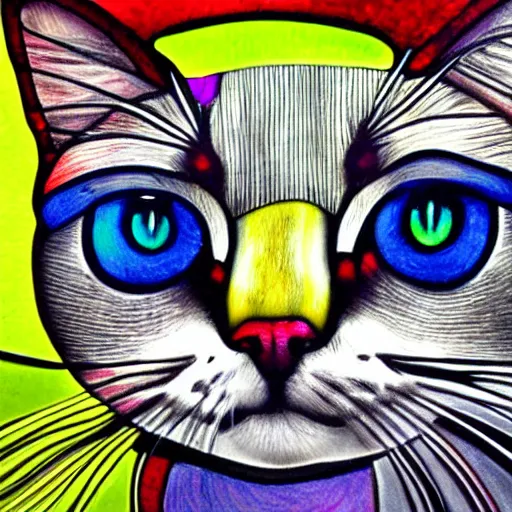 Prompt: stained glass cat with vibrant eyes photorealistic close up portrait