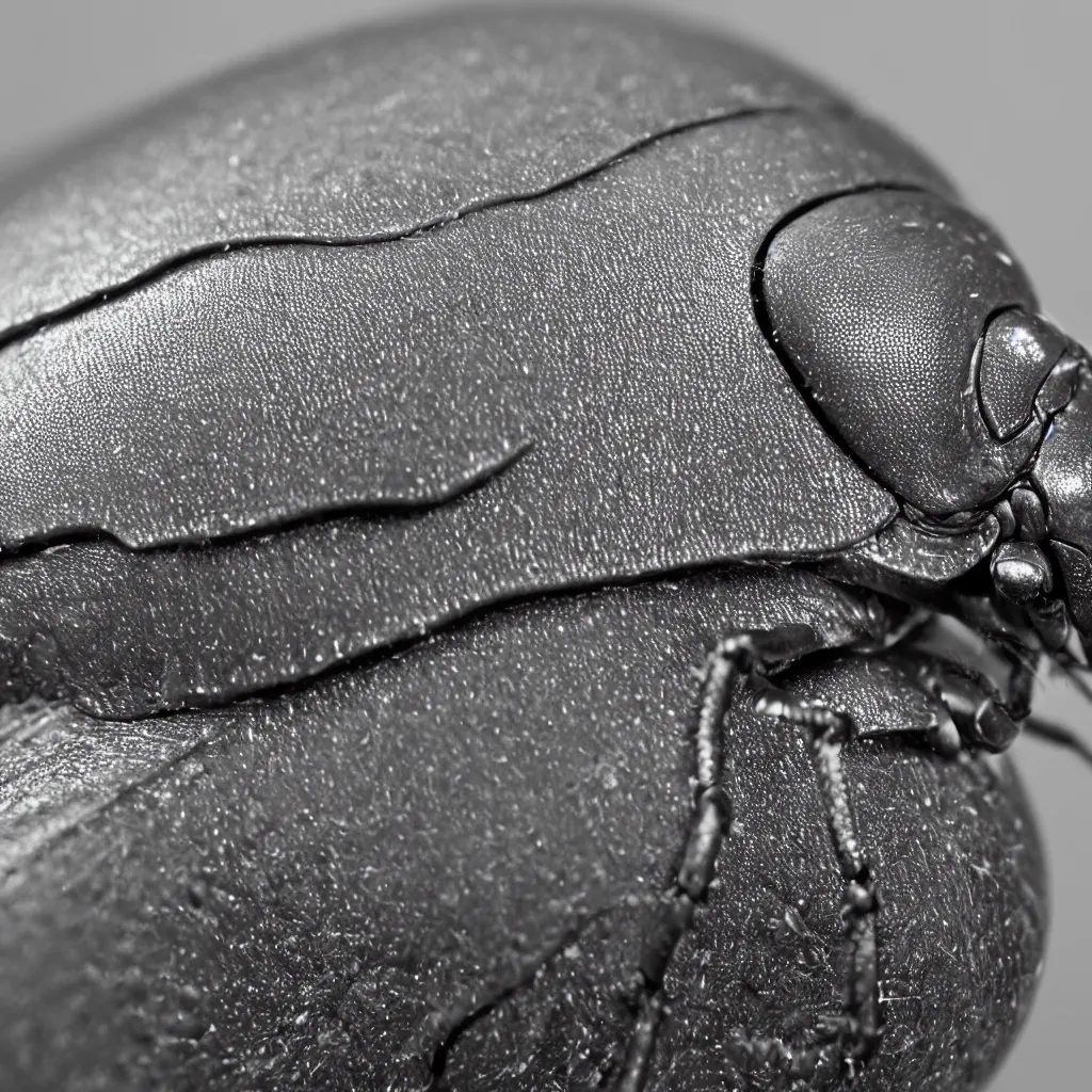 Prompt: beetle, bokeh close up shot super macro, high grain, studio light