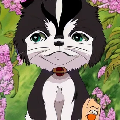 Image similar to a japanese chin as an anime character in a studio ghibli film