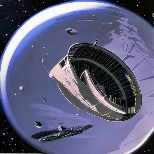 Image similar to alien planet in space by syd mead