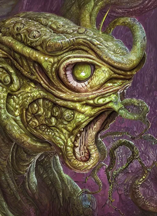 Image similar to slimy alien monster, detailed eyes, cute, fantasy, intricate, highly detailed, digital painting, 4k, HDR, concept art, smooth, sharp focus, illustration, by Wayne Reynolds