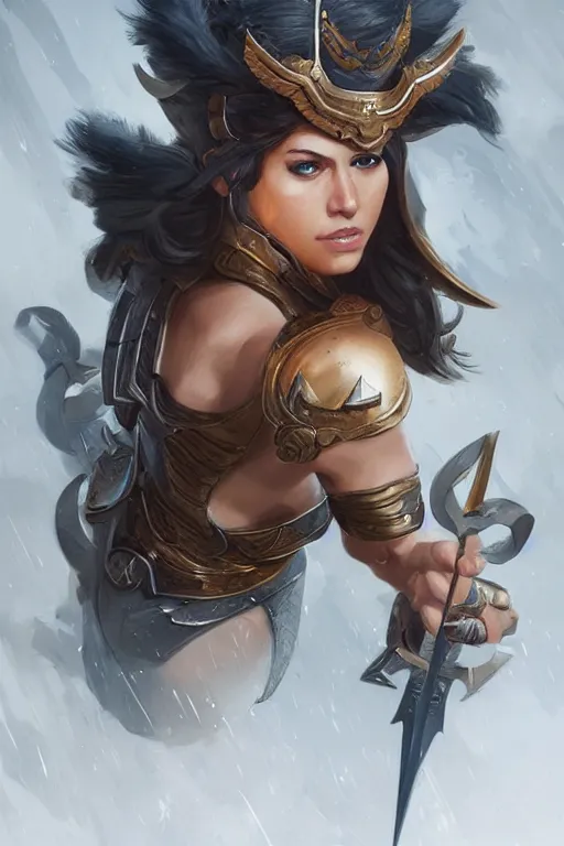 Image similar to amazon valkyrie athena, d & d, fantasy, portrait, highly detailed, headshot, digital painting, trending on artstation, concept art, sharp focus, illustration, art by artgerm and greg rutkowski and magali villeneuve