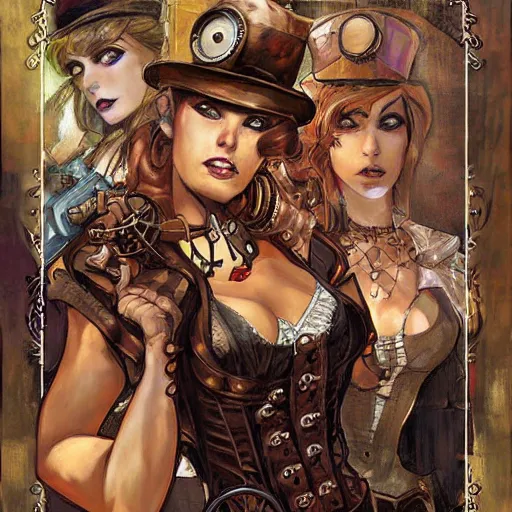 Image similar to steampunk heroines, by jon foster