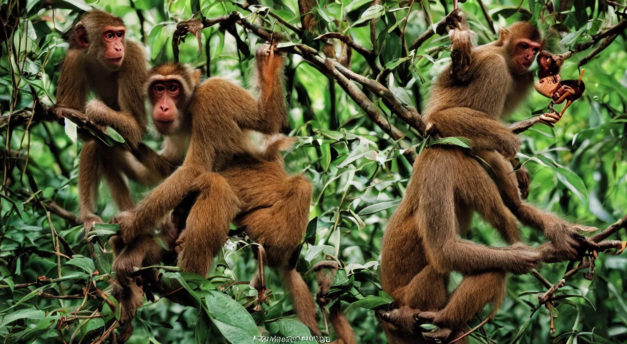 Prompt: an incredible intricate surrealist monster of the mix of monkeys and ants in the jungle, by the best photographer of national geographic, scientific photo, hight quality, realistic light, kodachrome 6 4, hiperdetailed