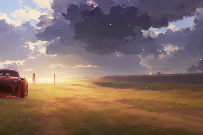 Prompt: a driving cathedral, scene in an open field. key visual, conceptart, ambient lighting, highly detailed, digital painting, artstation, concept art, sharp focus, by makoto shinkai and akihiko yoshida and greg manchess